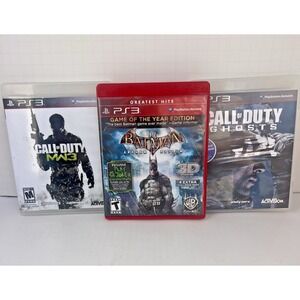 PS3 Game Bundle Lot of 3 - Batman Arkham Asylum GOTY, COD MW3 & Ghosts CIB